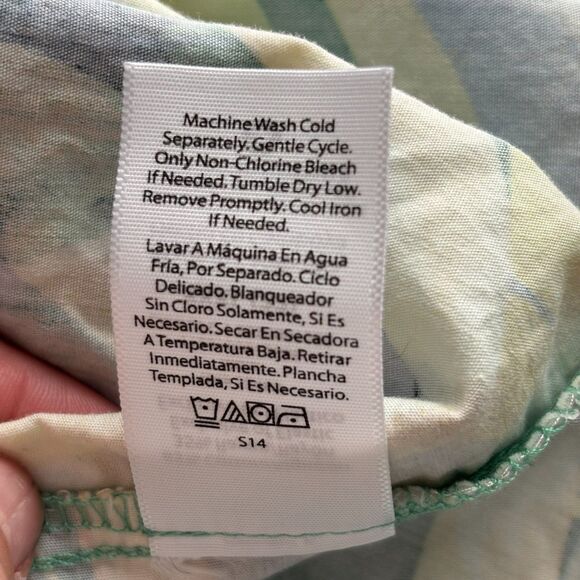 Tropical Maxi Dress One Shoulder Pockets Tiered Smocked Green Blue XXXL 22 C163 - Picture 9 of 10